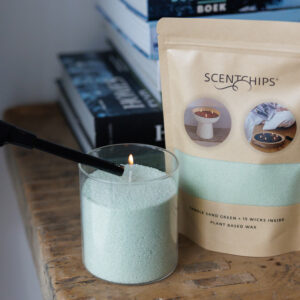 Scentchips - Kaarsenzand 250 Gram Groen Incl. 30 Losse Lontjes